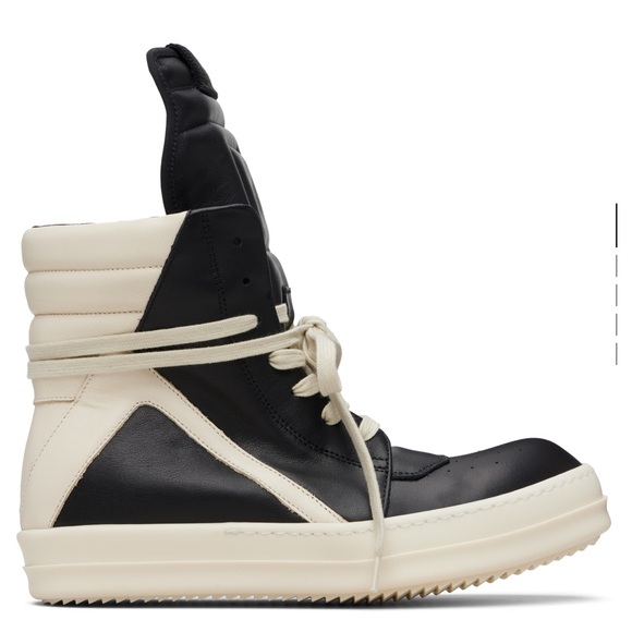 RICK OWENS Stylish Black and Cream High-Top Sneakers
